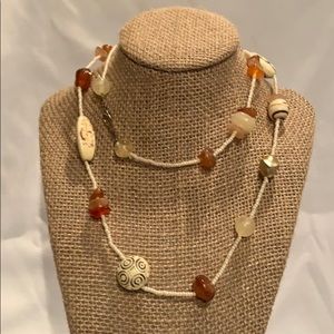 White bead necklace with stones